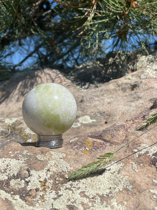 Green and White Jade Sphere