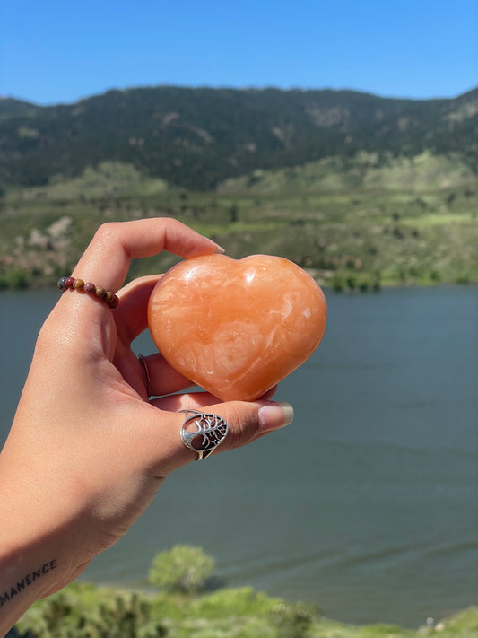 Orange Calcite Heart