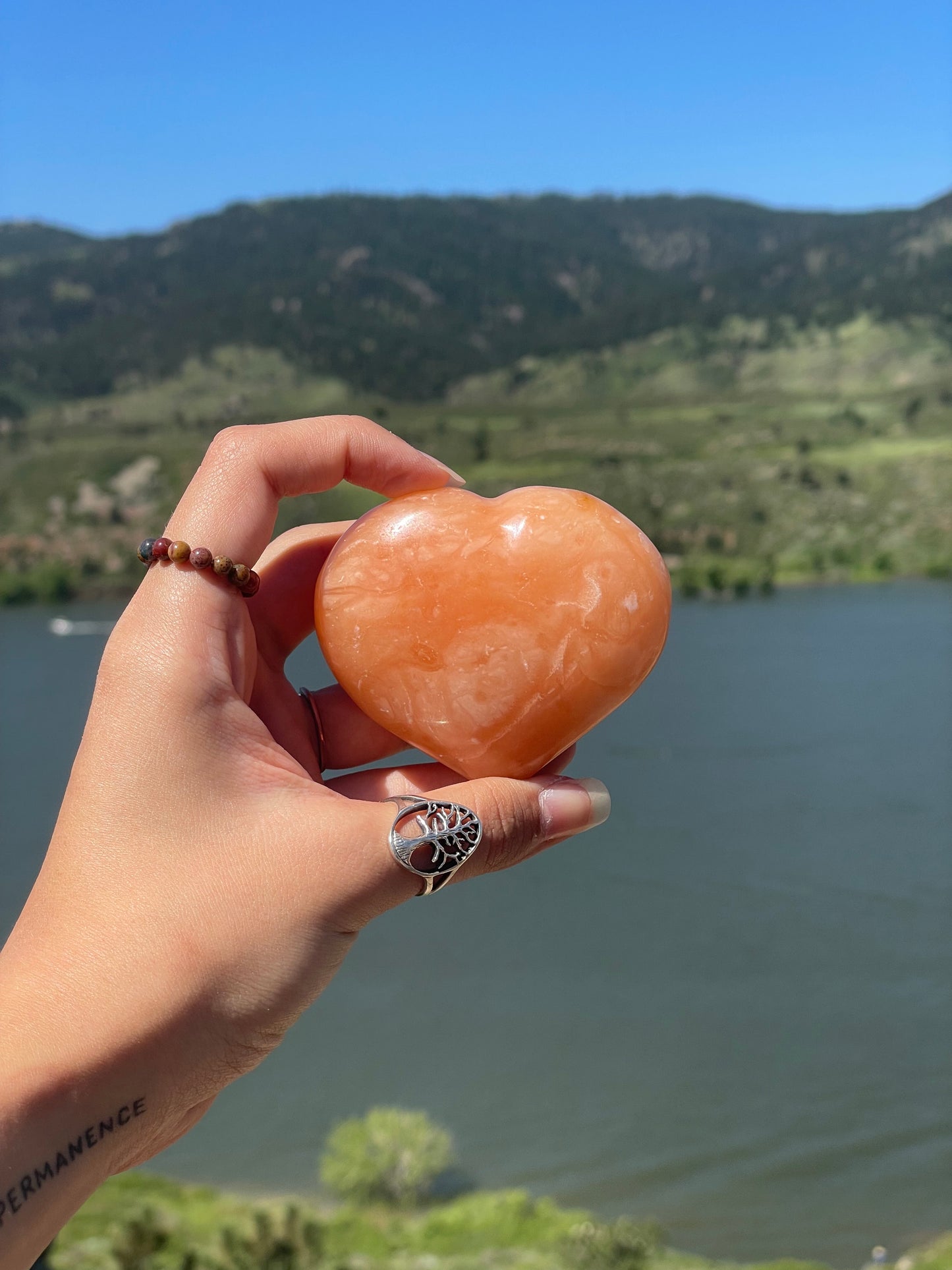 Orange Calcite Heart