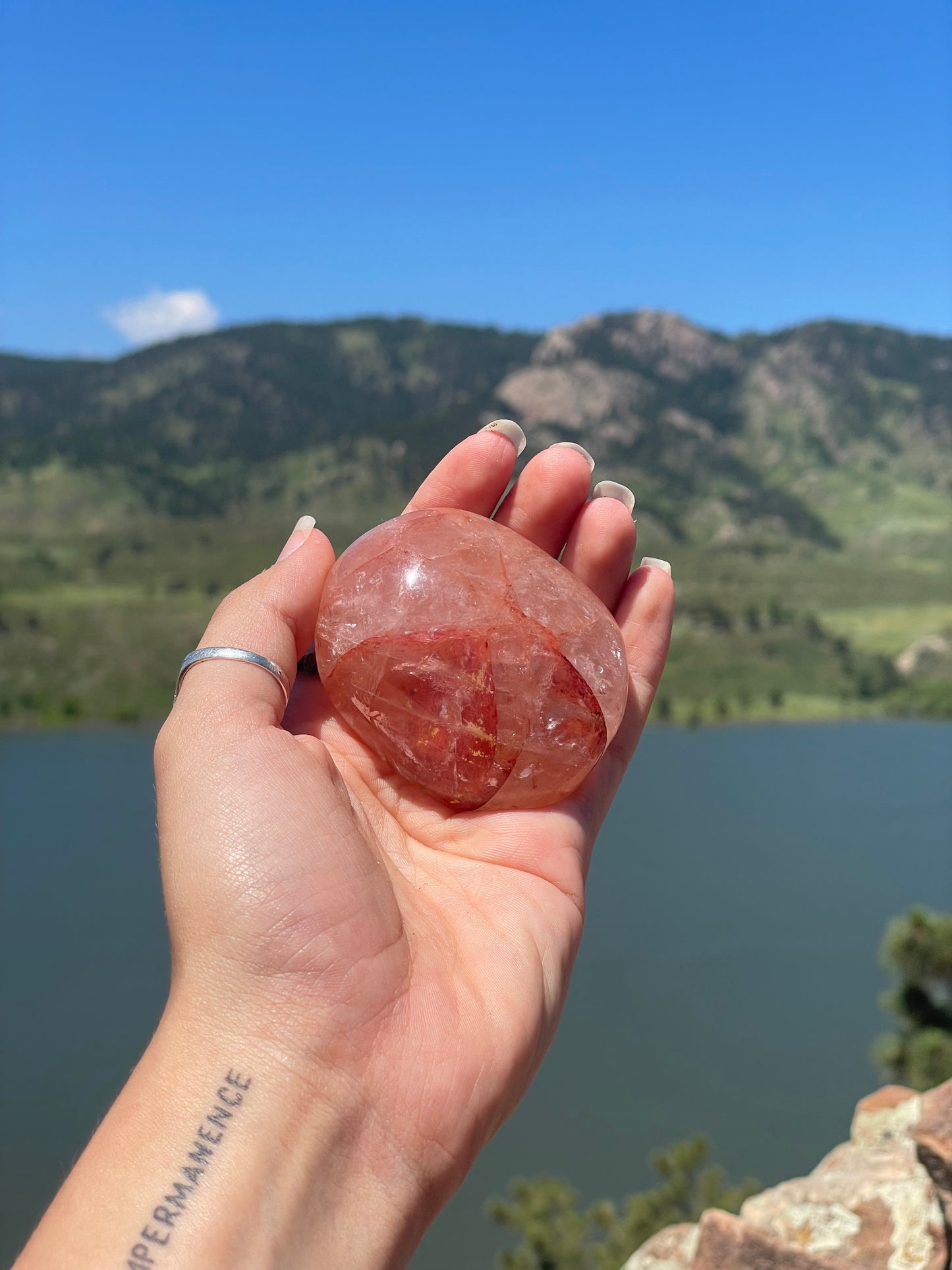 Fire Quartz Palm Stone